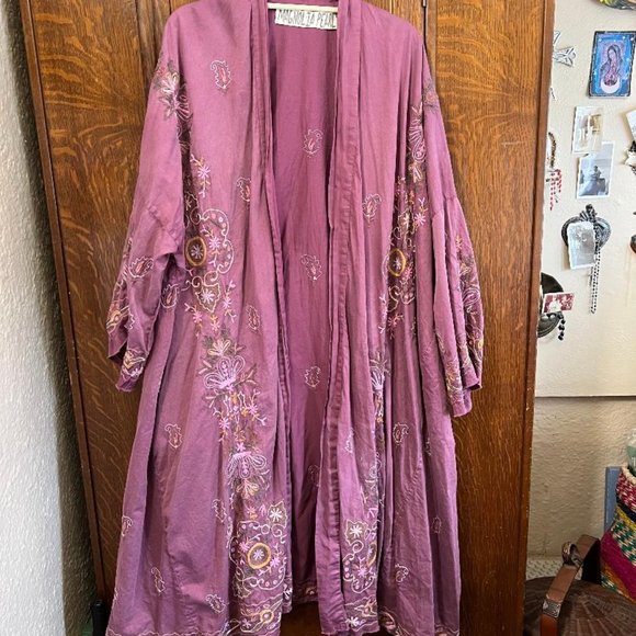 Kimono Magnolia Pearl En Coton Et Soie Brodé - Couleur Verona - Taille Unique - Neuf Avec étiquettes